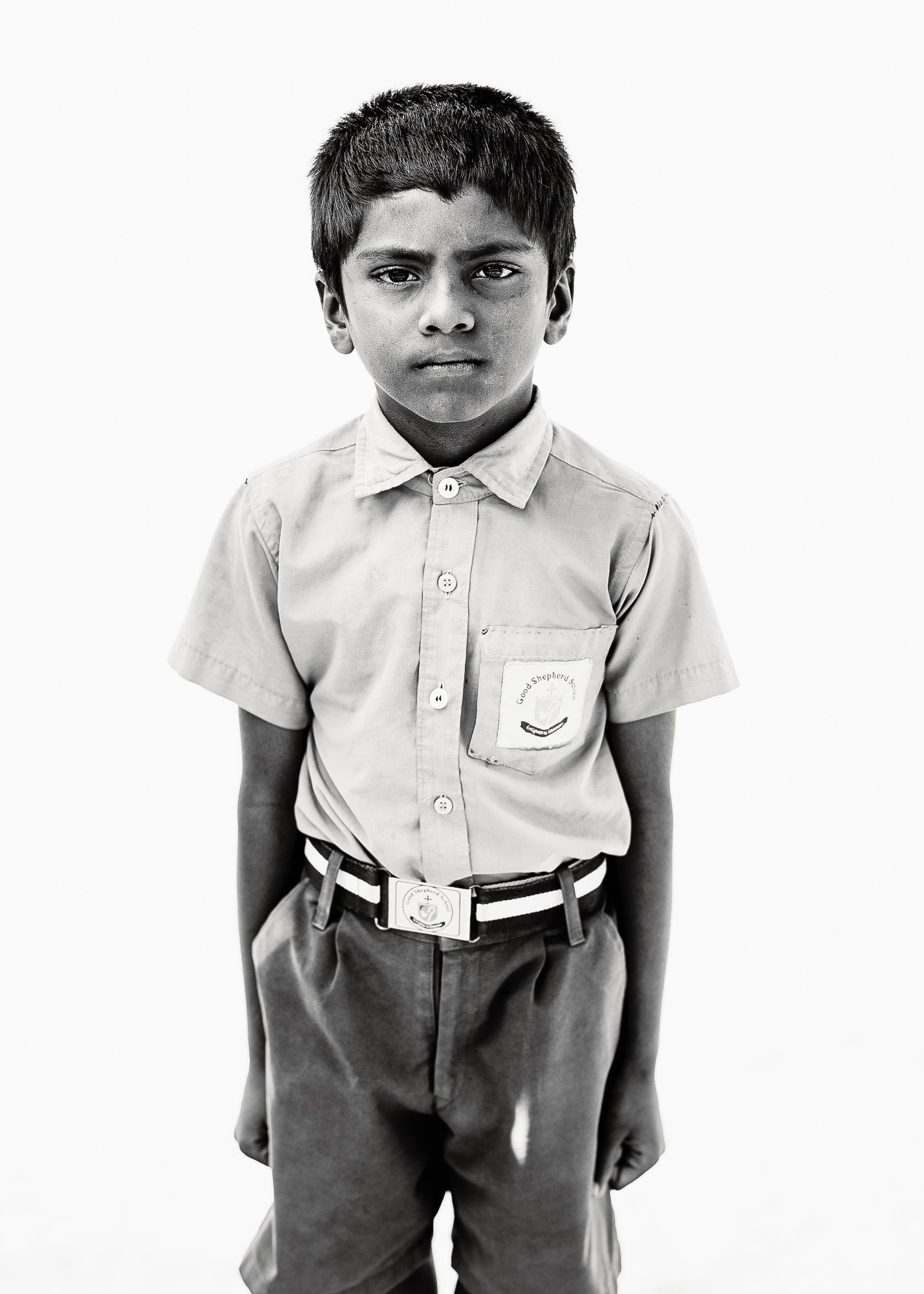 Black-and-white headshot of India students.
