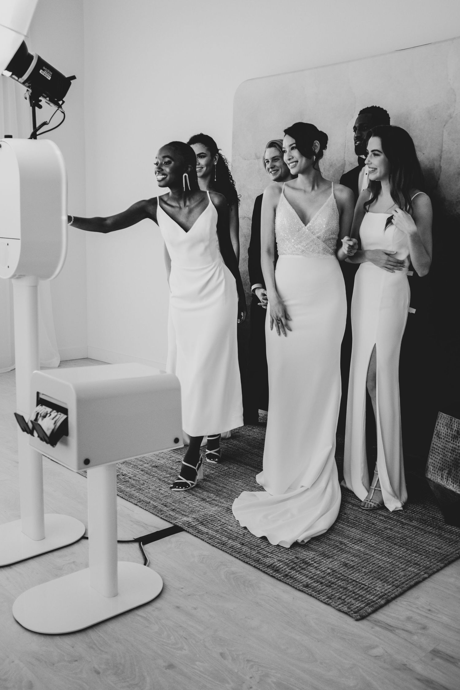Bridal party celebrating with the portrait experience photo booth rental in Coeur d'Alene, ID