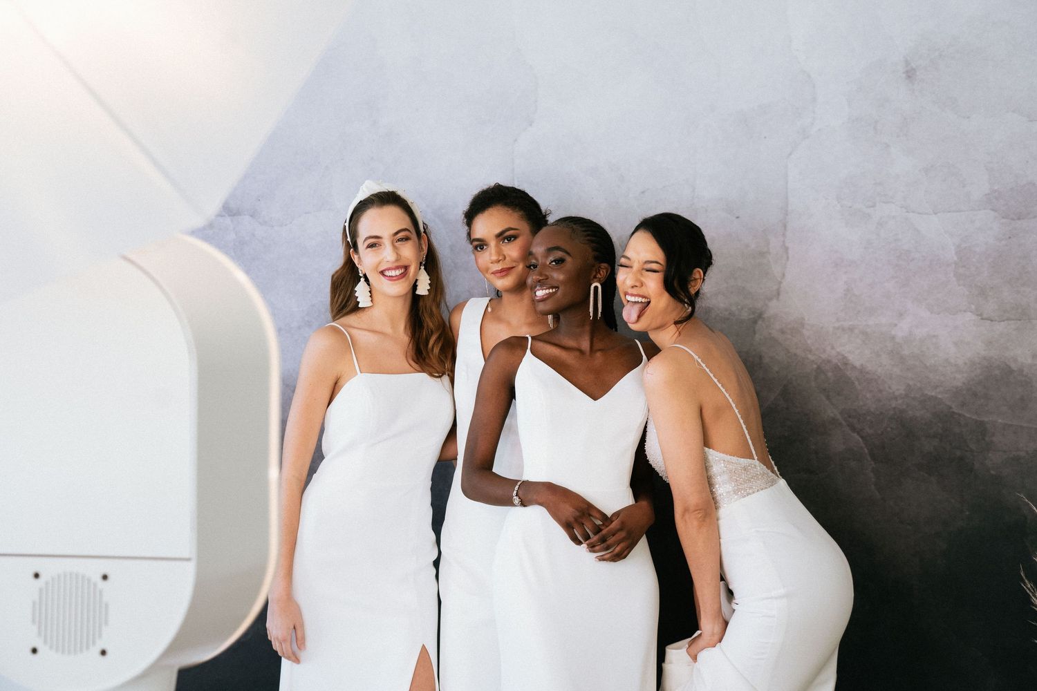Bridal party celebrating with the portrait experience photo booth rental in Coeur d'Alene, ID