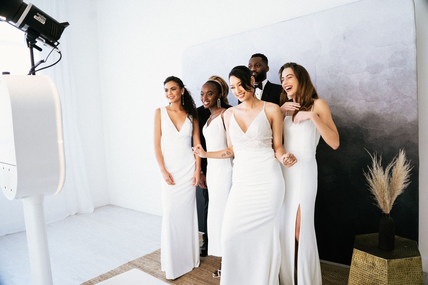 Bridal party celebrating with the portrait experience photo booth rental in Coeur d'Alene, ID