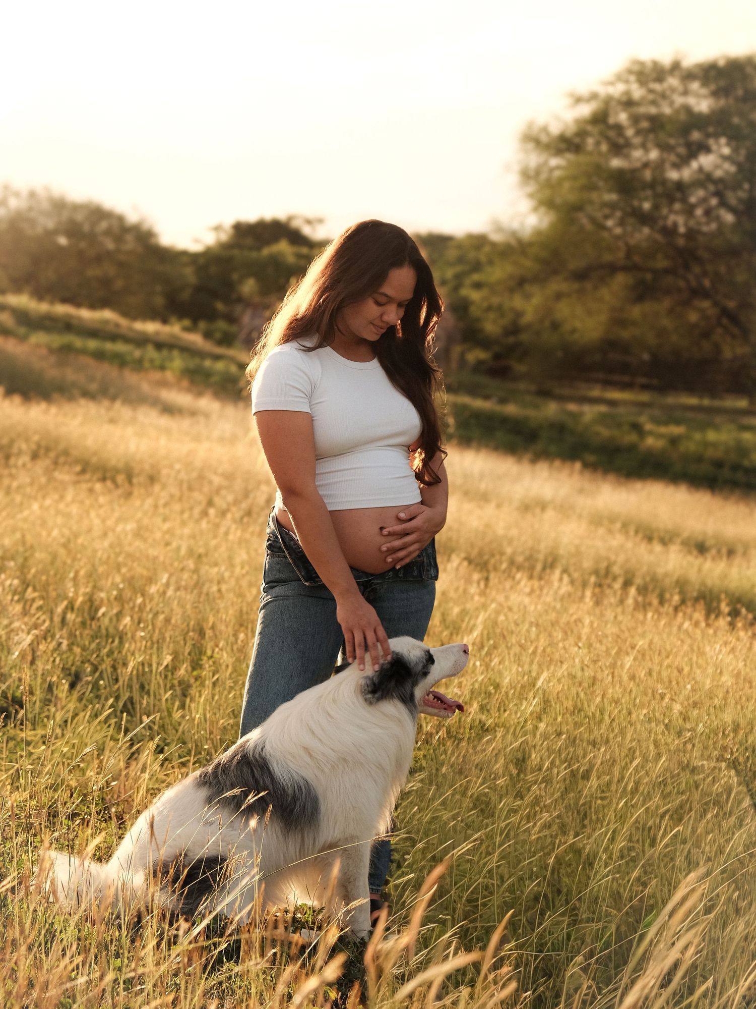 Shooting grossesse en pleine nature avec chien – photographe maternité Nouvelle-Calédonie Solène Photographie