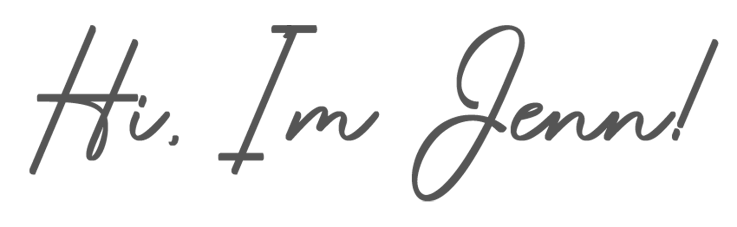 Handwritten cursive text reading Hi, I am Jenn on a clean white background.