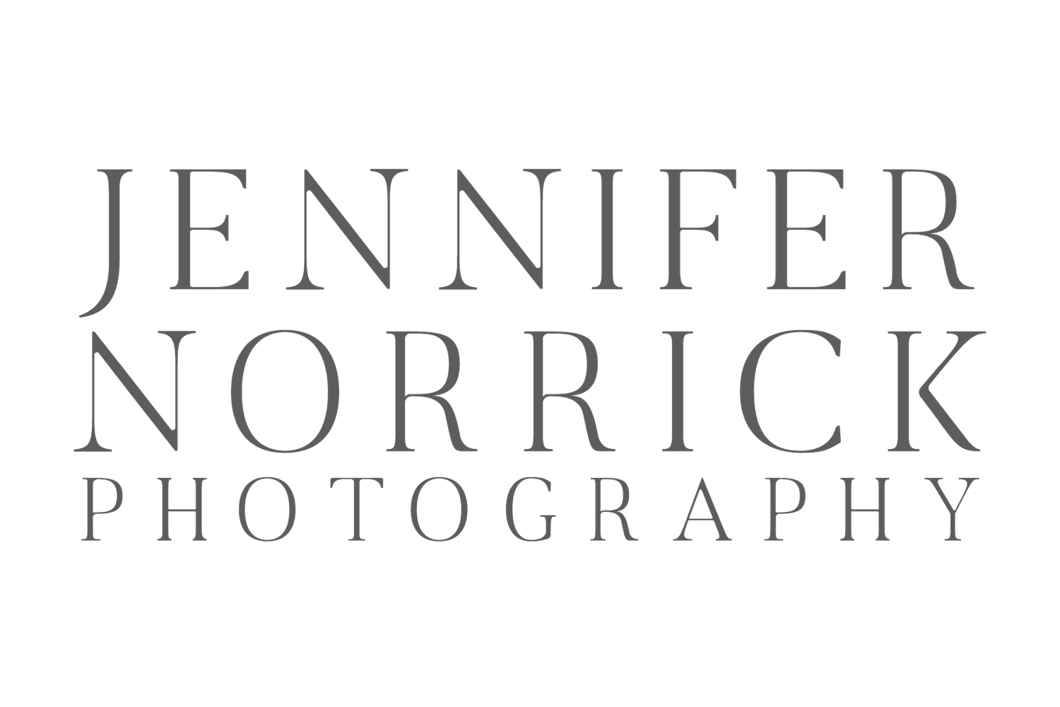 Jennifer Norrick Photography logo featuring elegant serif typography in gray on a white background.