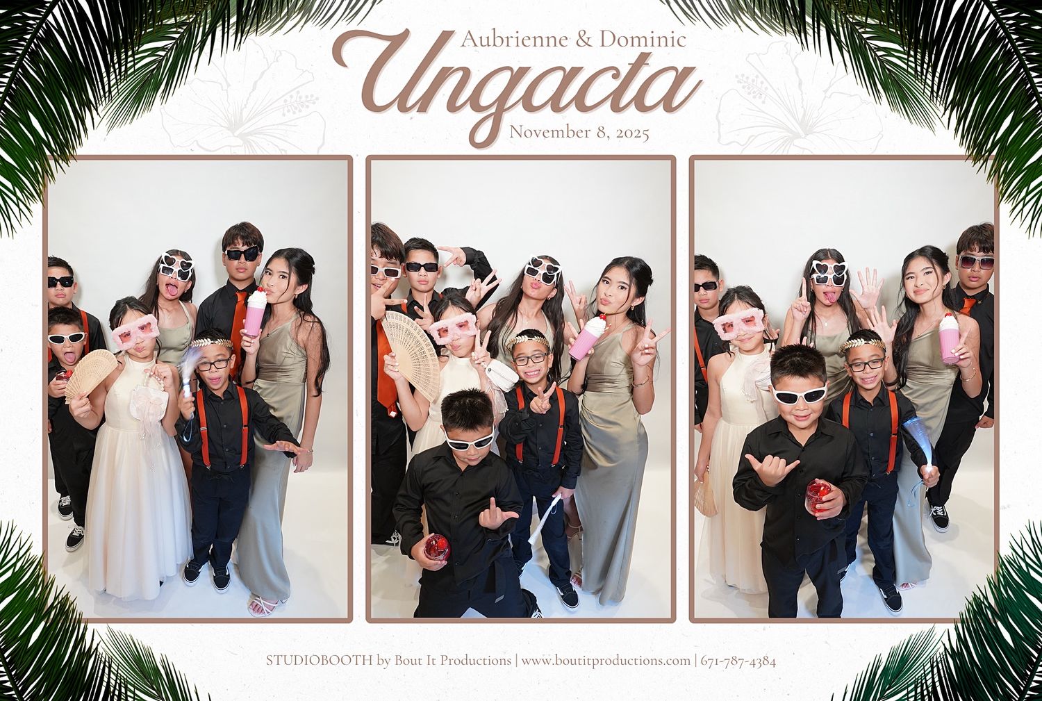 Guam Photo Booth capturing strip showing bridal party posing together at Aubrienne and Dominic Ungacta's November 2021 celebration.