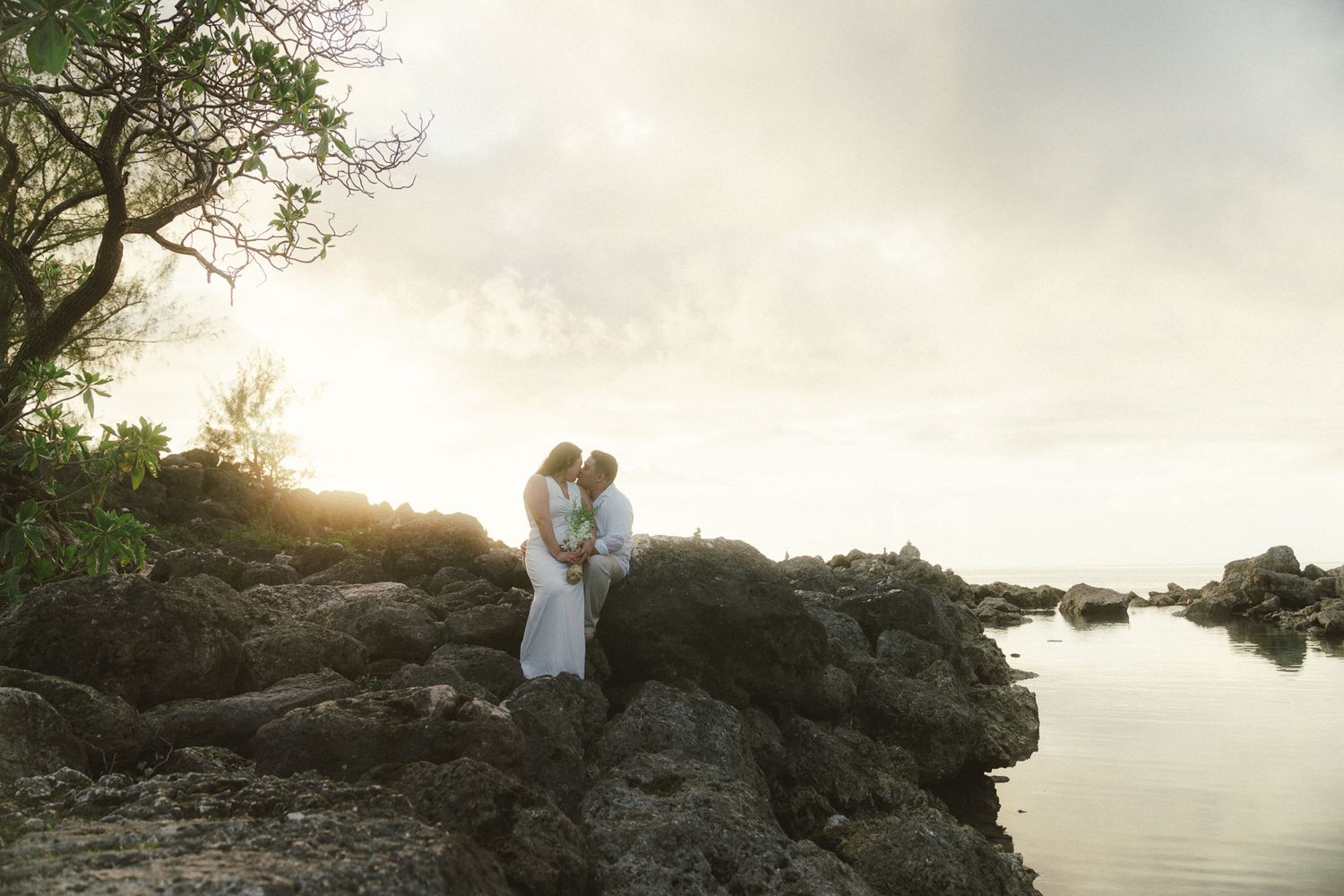 Guam wedding photographer capturing a sunset engagement session.