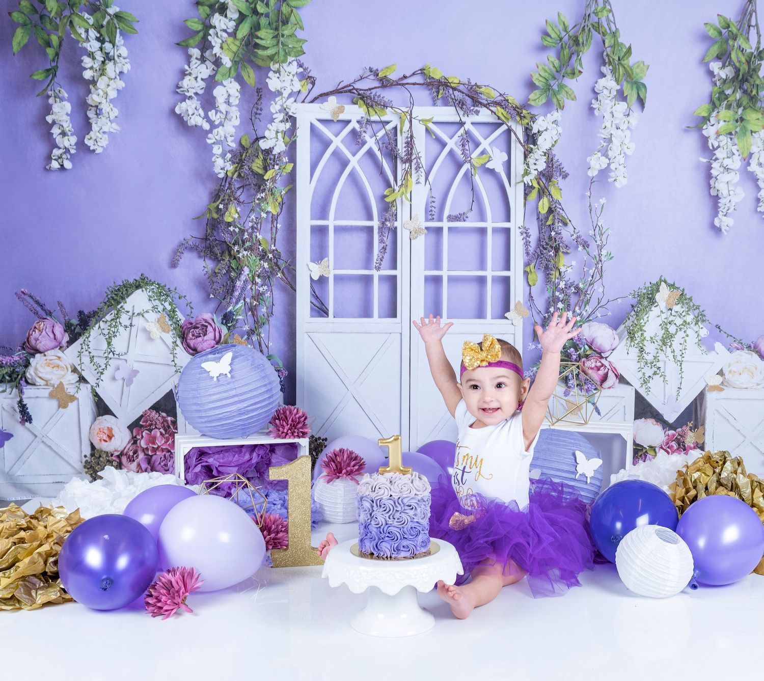 fond smash cake  avec gateau petite princesse fond mauve
