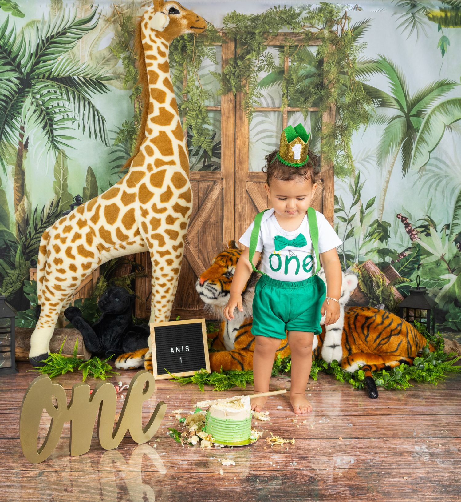 fond smash cake  avec gateau animaux de la jungle colorer enfants qui samusent