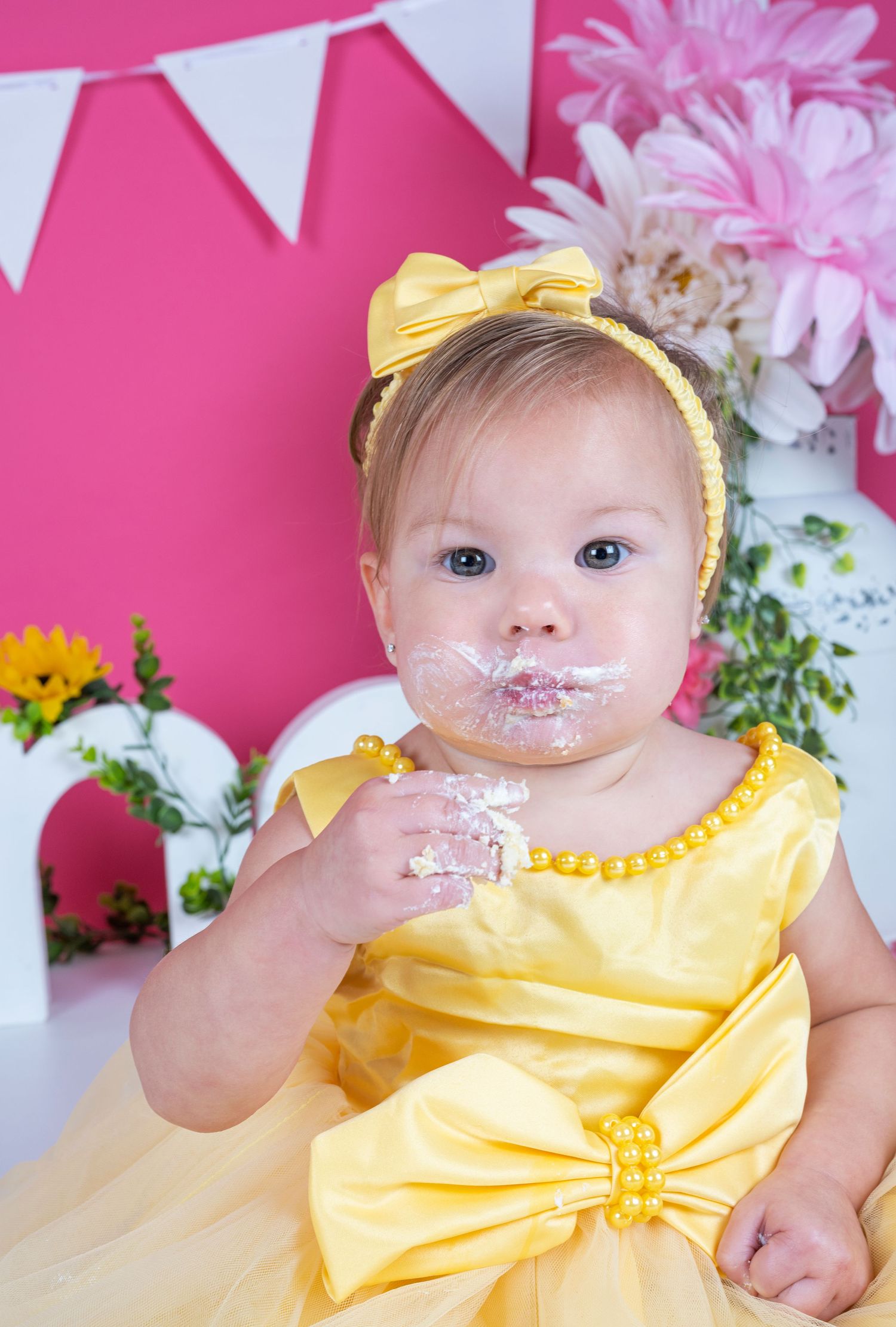 fond smash cake  avec gateau petite fille fond rose