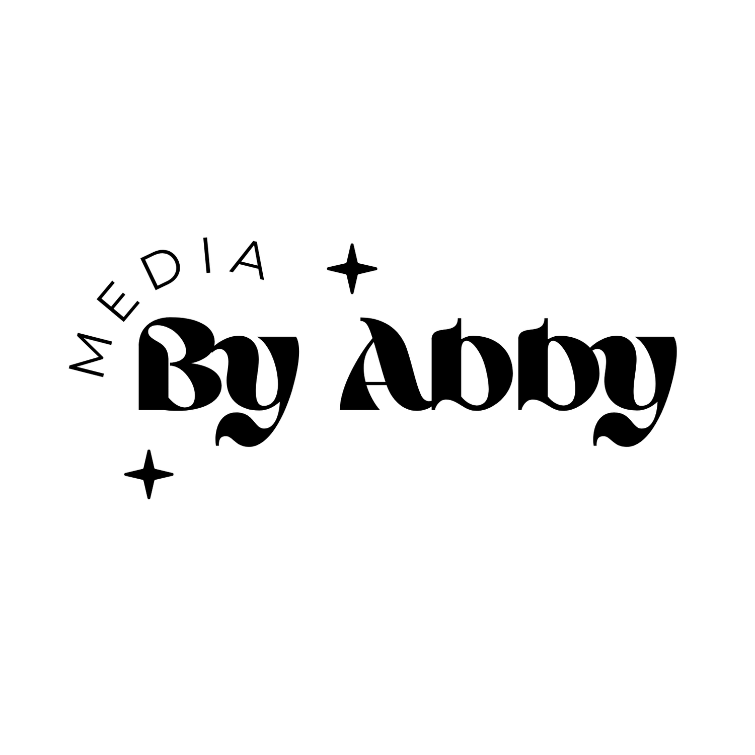 Decorative text that reads 'By Abby' with star and wave symbols in black on a white background.