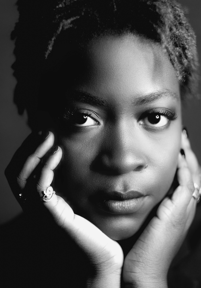 Artistic black and white portrait series showing close-up emotional expressions.
