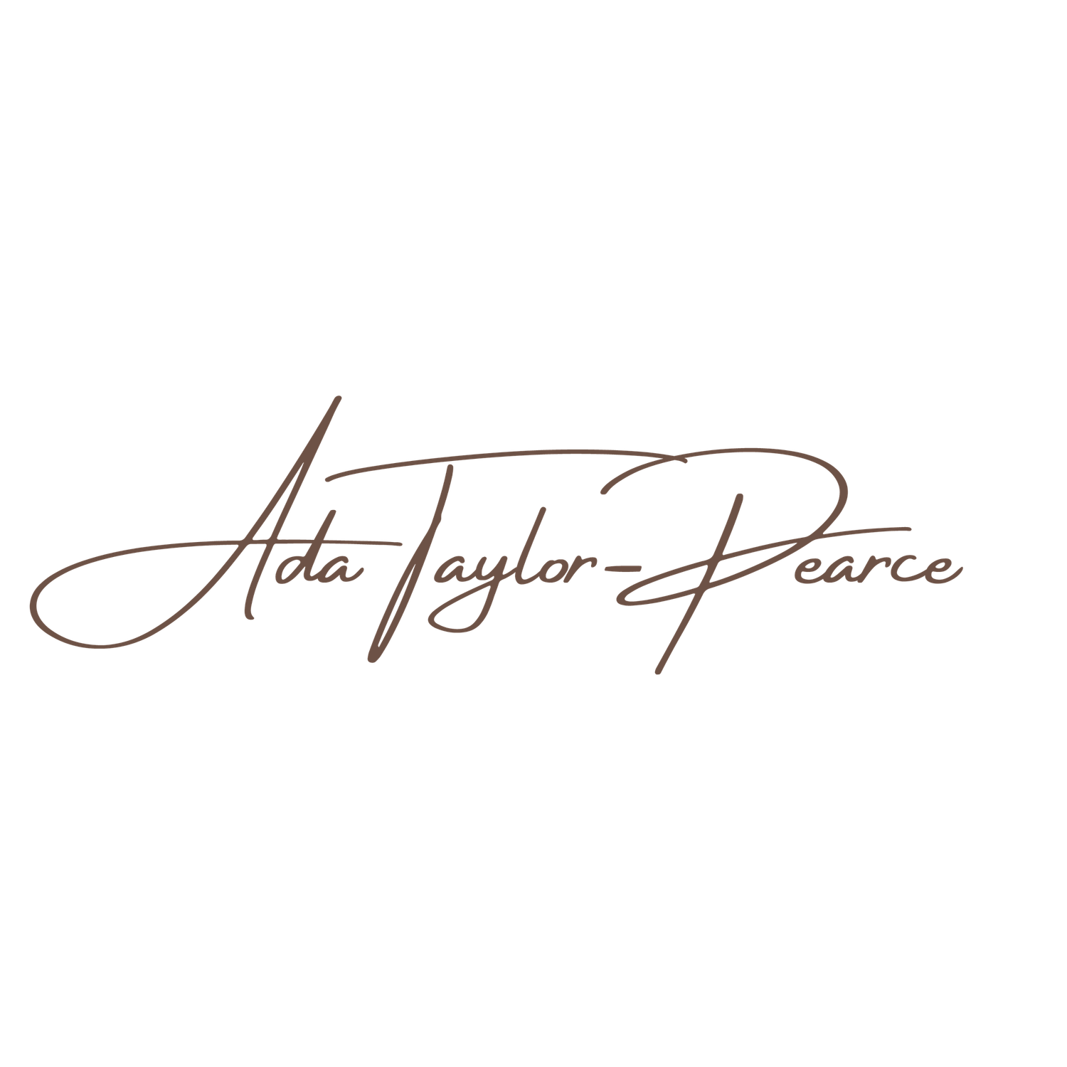 Elegant handwritten signature in brown ink on white background.