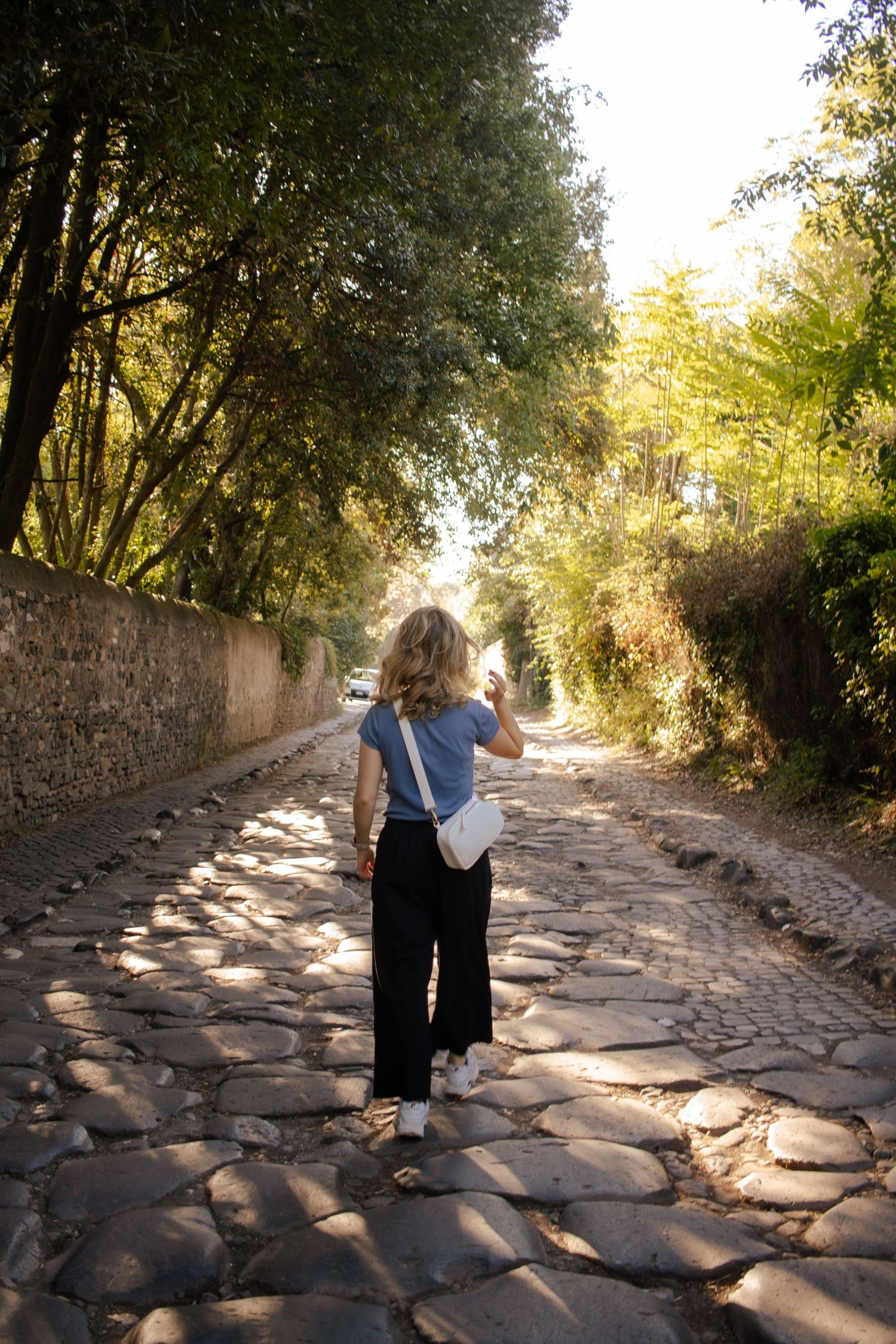 The beginning of the Appian Way in the morning.