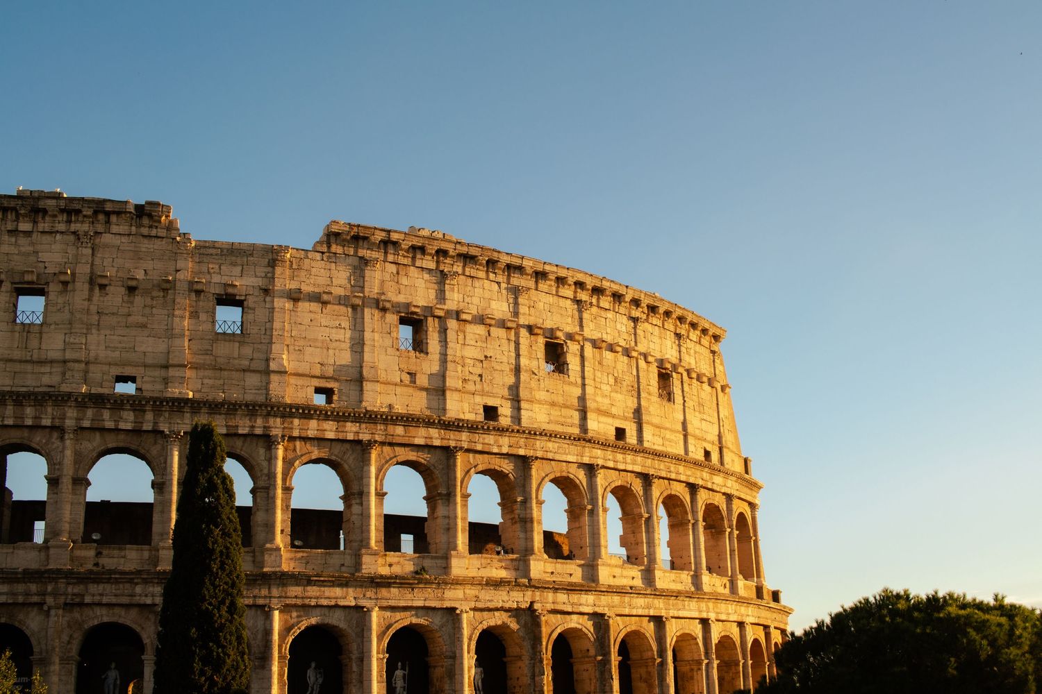 The colosseum at golden hour.