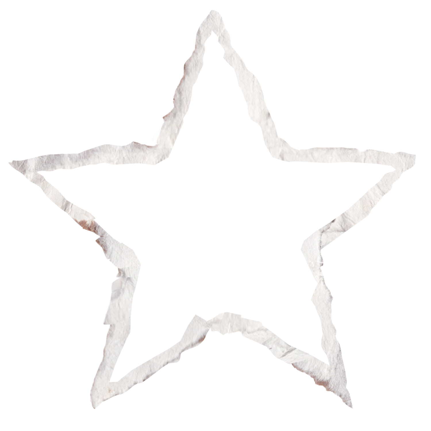 White star shape with rough torn paper edges