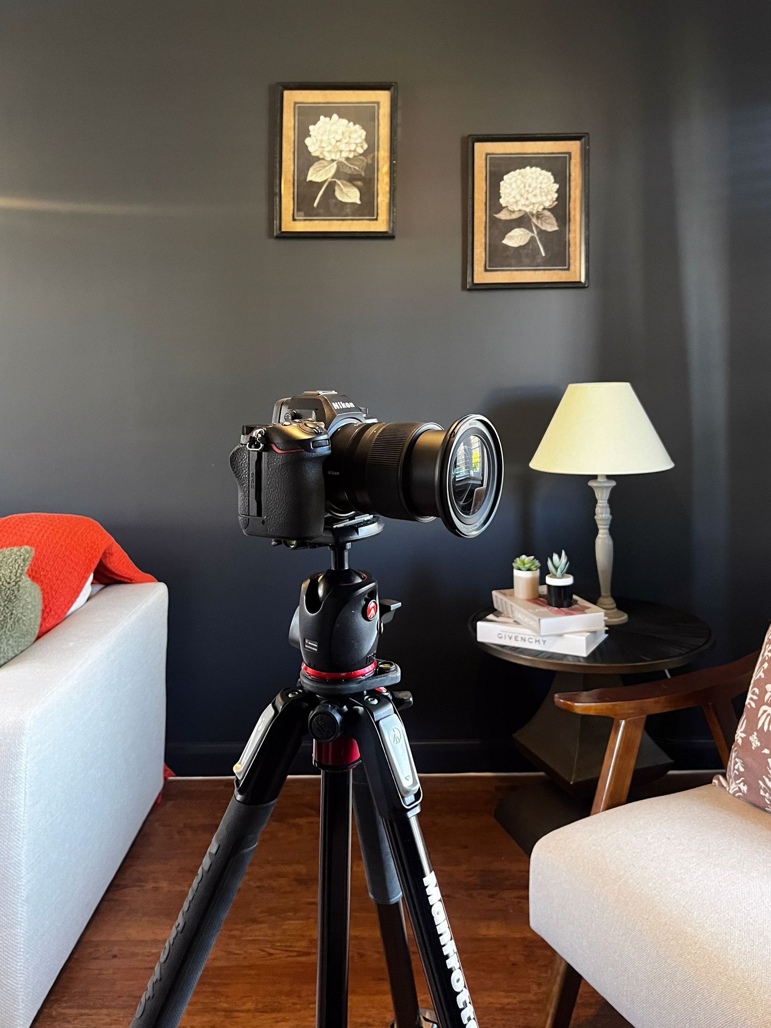 Behind-The-Scenes on a Professional Property Photoshoot. A Mirrorless Nikon Camera used for property photography.