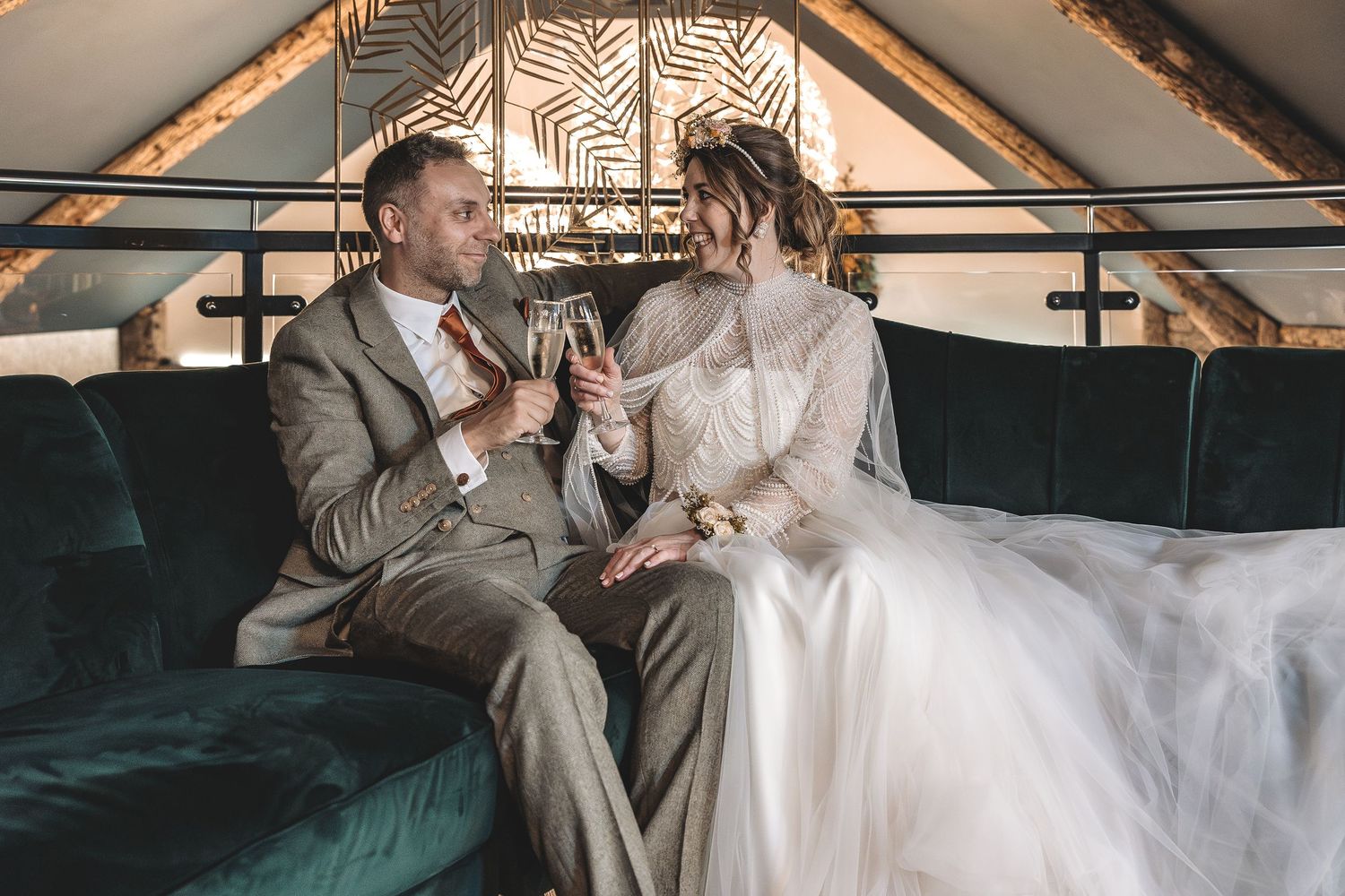 A relaxed natural couple moment on their wedding day