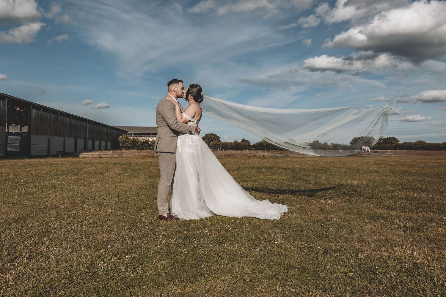 A documentary wedding photo during a relaxed guided couple portrait.