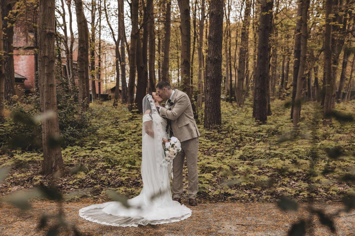 A couple portrait with guided assistance at a Nottinghamshire wedding venue.