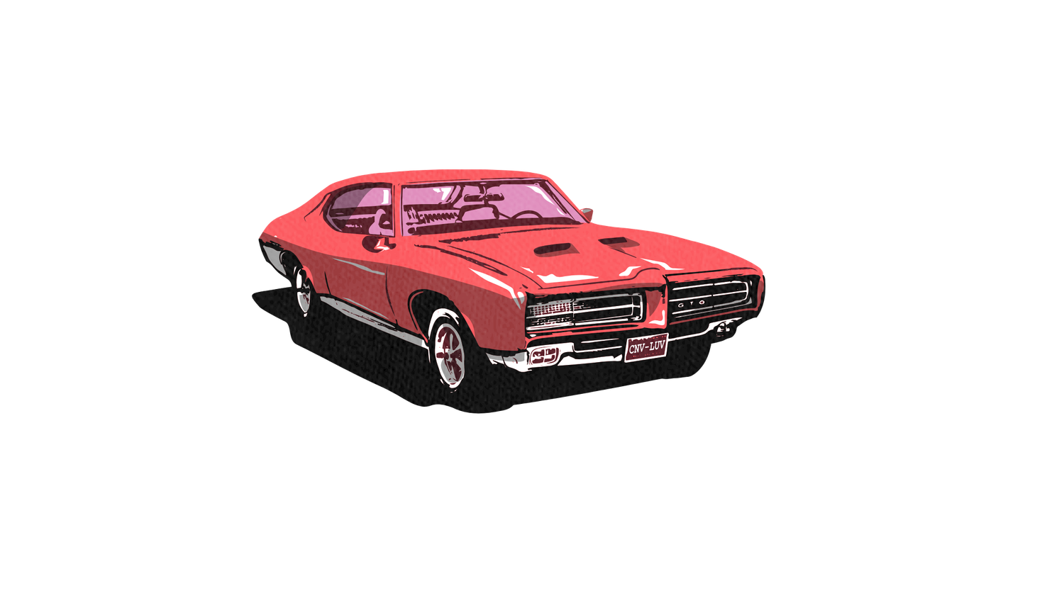 A classic red Dodge Charger muscle car shown from three different angles showcasing its iconic design.