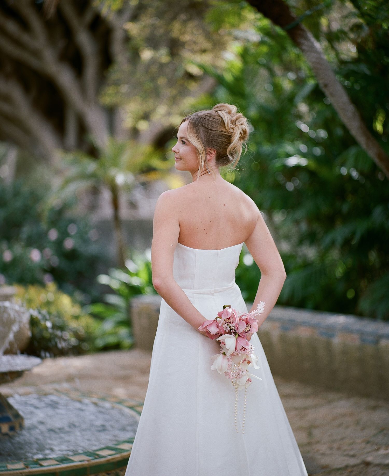 Bridal film portraits at Casa Del Herrero in Montecito California.