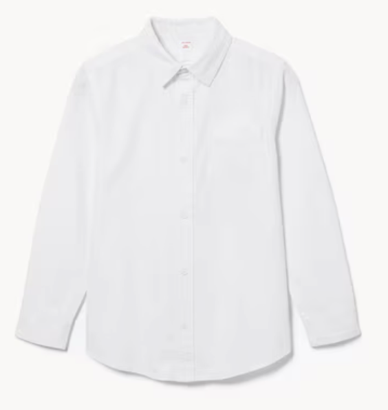White long-sleeve button-down dress shirt shown from different angles on plain background.