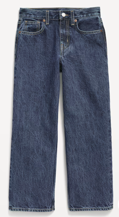 Three pairs of classic blue denim jean shorts laid flat showing different lengths and washes.