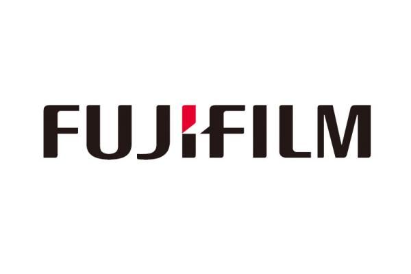 Fujifilm logo featuring bold black lettering with a distinctive red accent on a white background.