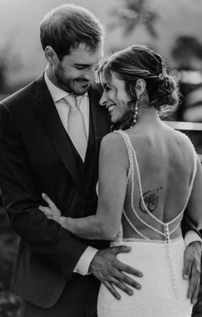 Cartagena wedding photographer capturing an intimate black and white close-up of the couple smiling