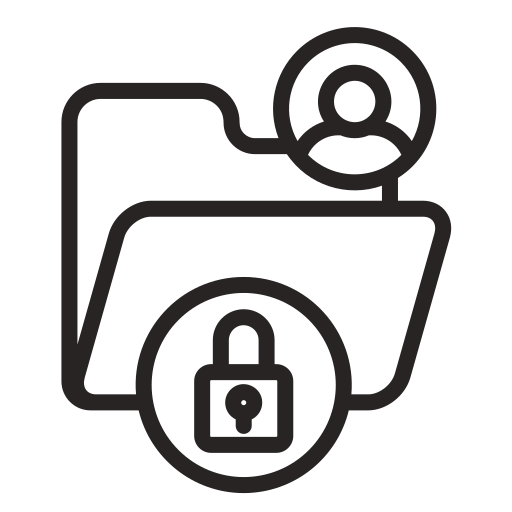 Simple black and white line art icons showing various user interface symbols and navigation elements.
