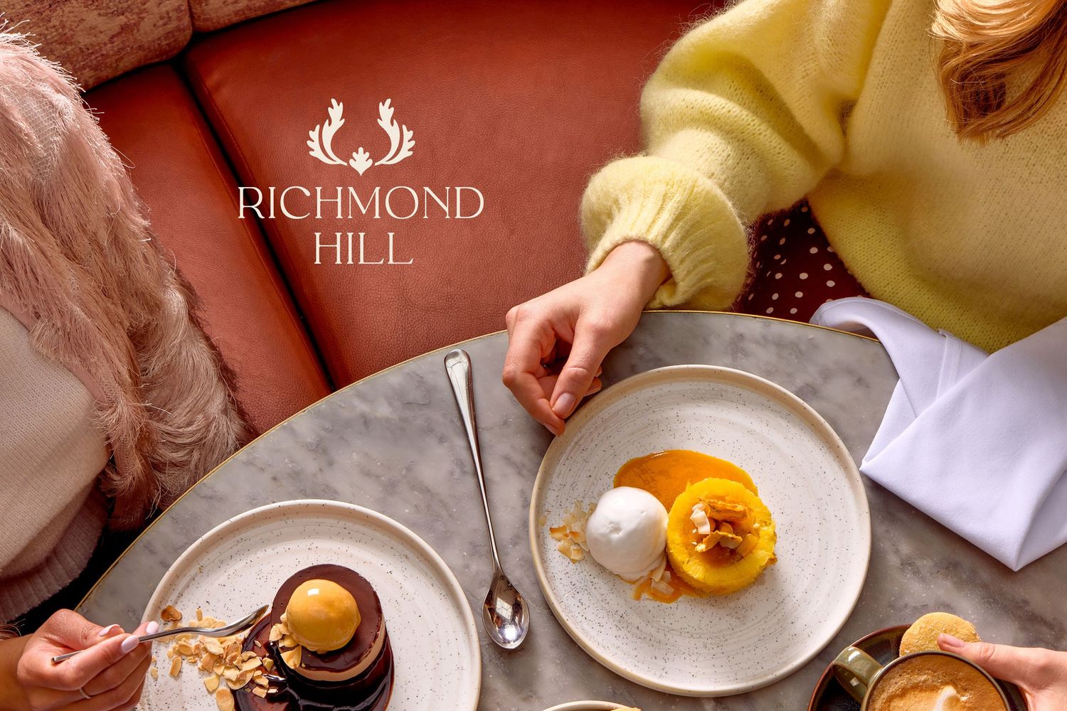 food photography for London restaurant, overhead dessert flatlay