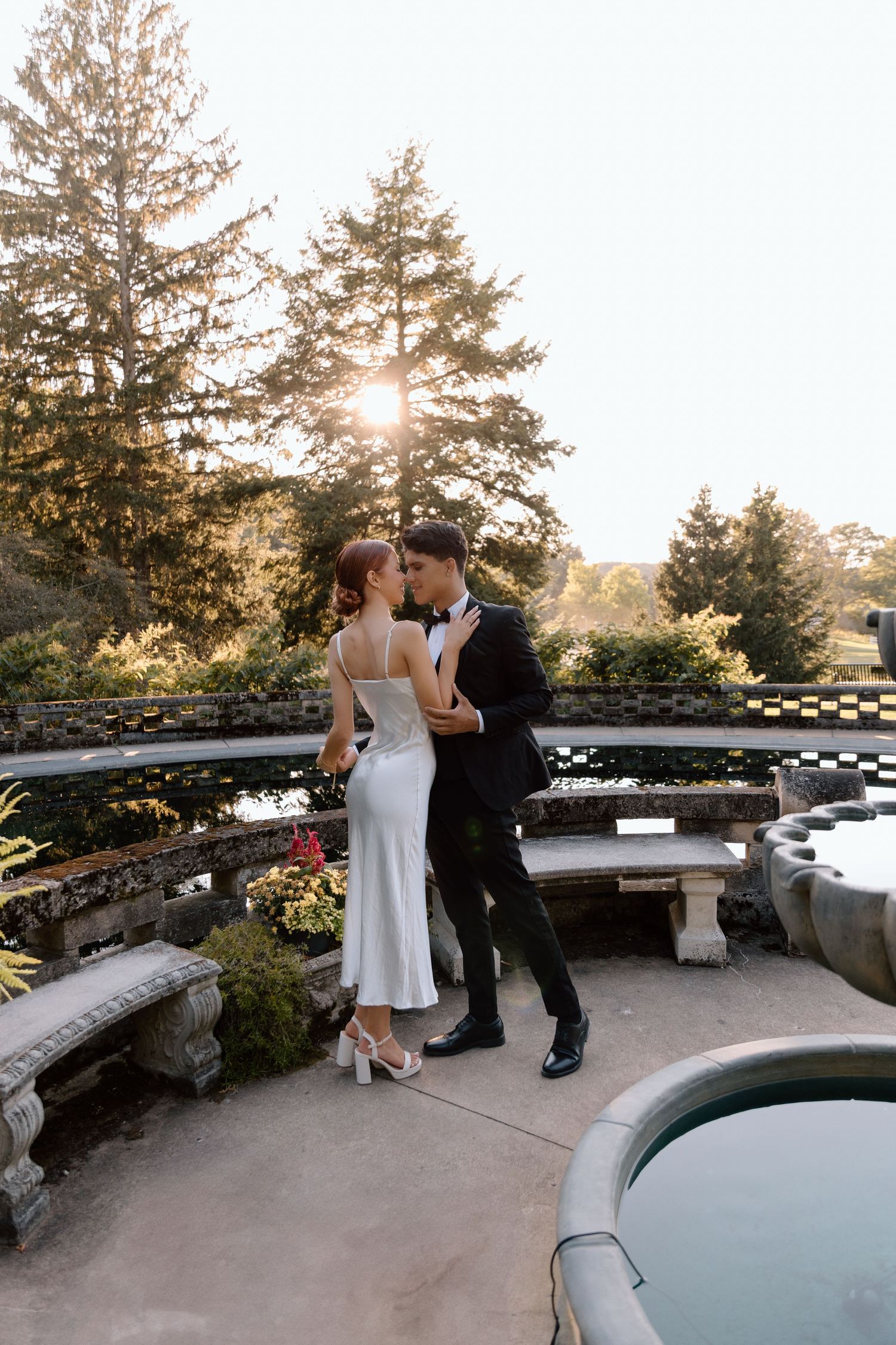 Elegant engagement session at Felt Mansion captured by Michigan wedding photographer Kayla Ann Photography during golden hour romance.