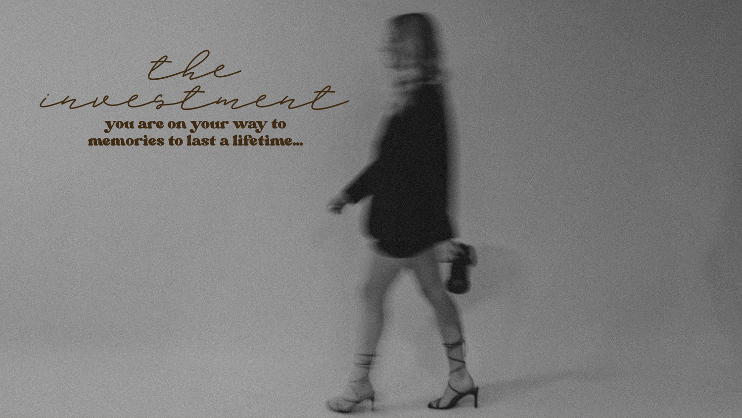 A black and white photo sequence shows a person walking with their legs in motion across a white background.