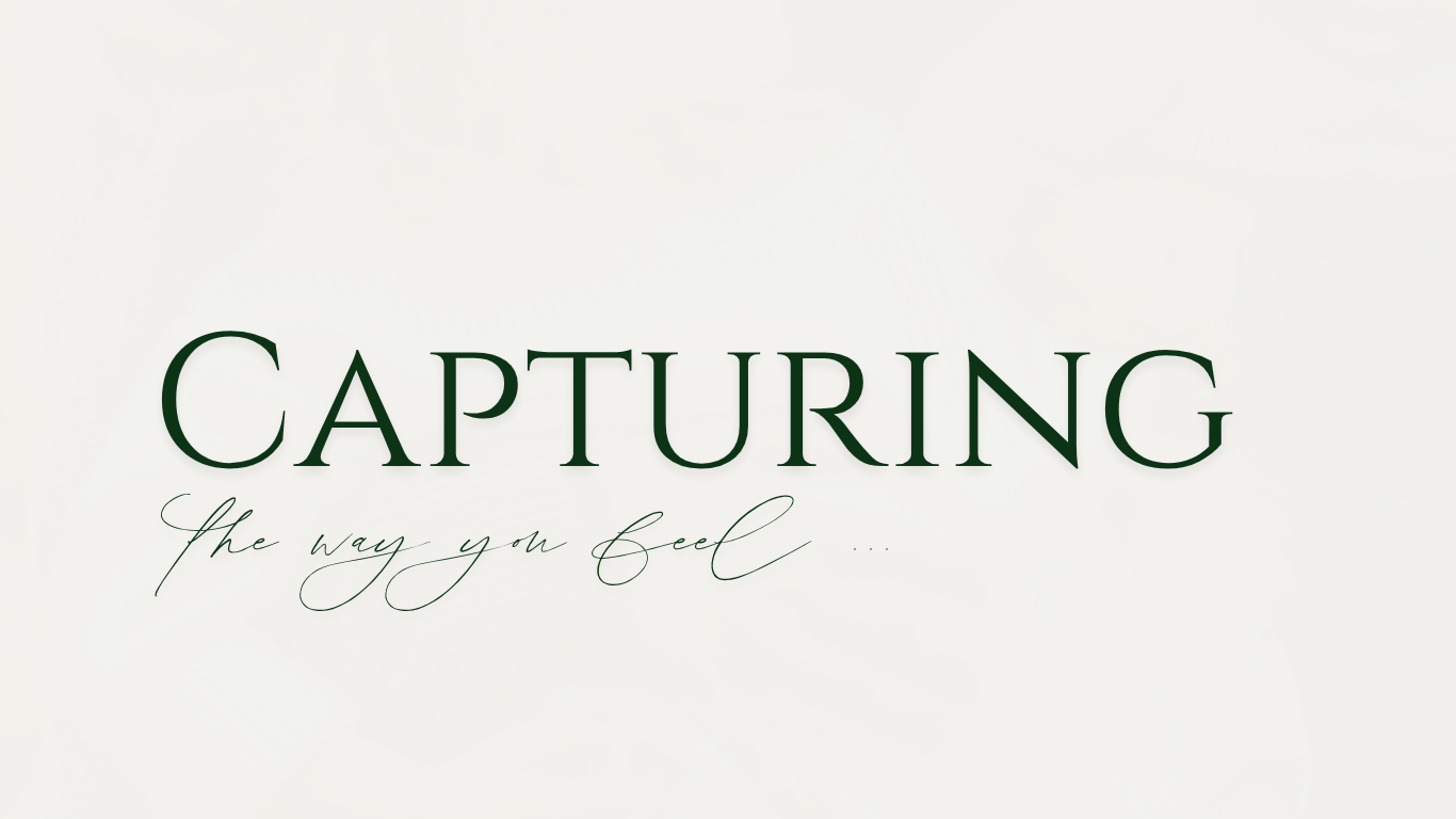 Elegant logo for Capturing photography studio featuring serif and script fonts in dark green on a cream background.
