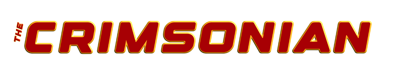 The Crimsonian logo is in crimson red with a gold outline and italic letters on a white background.