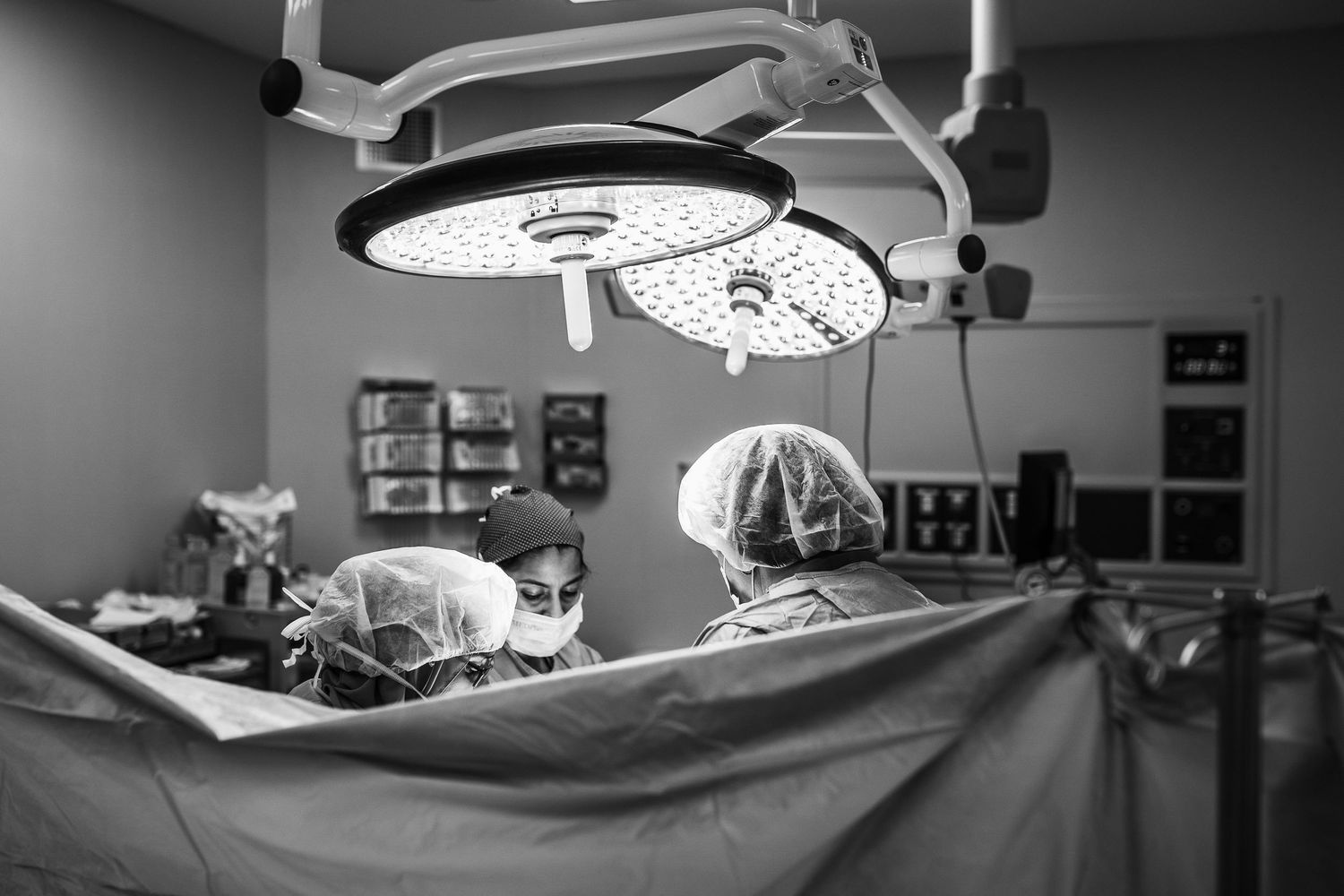 operating room Caesarean birth captured by a Dubai birth photographer