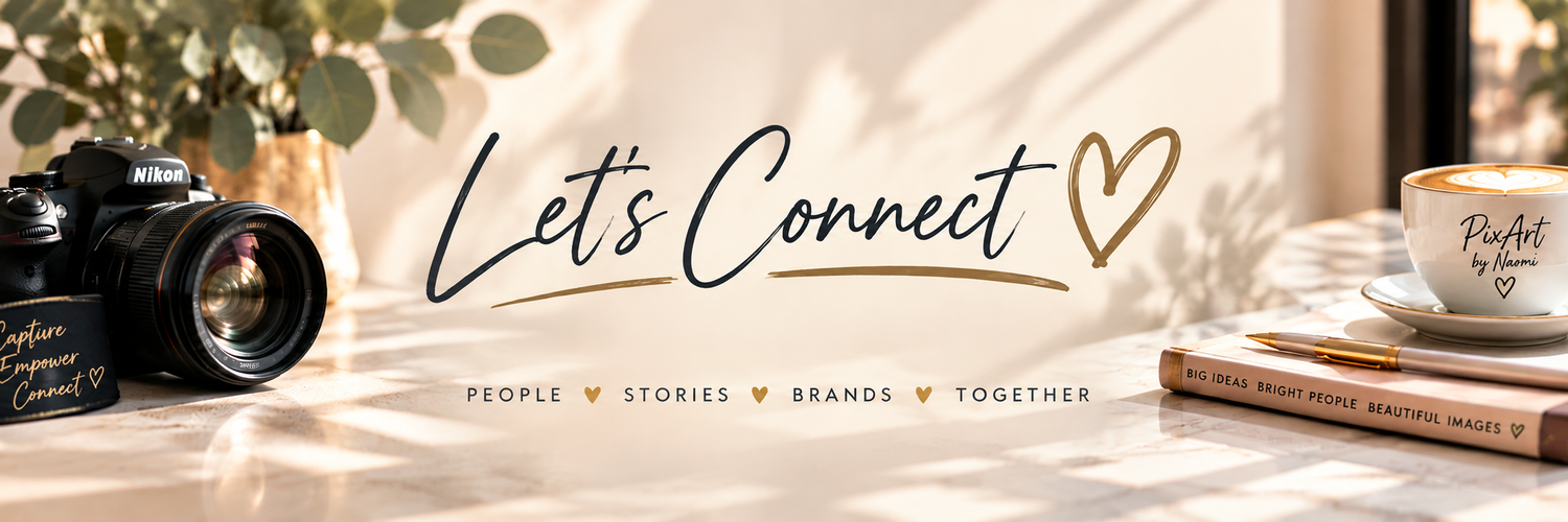Lets Connect Banner, contact PixArt by Naomi Banner