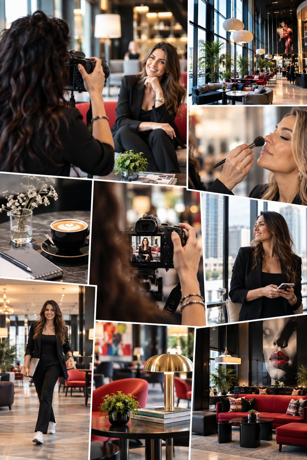 Personal branding photoshoot in a Rotterdam hotel with professional photographer, entrepreneur, makeup touch-up and lifestyle branding image