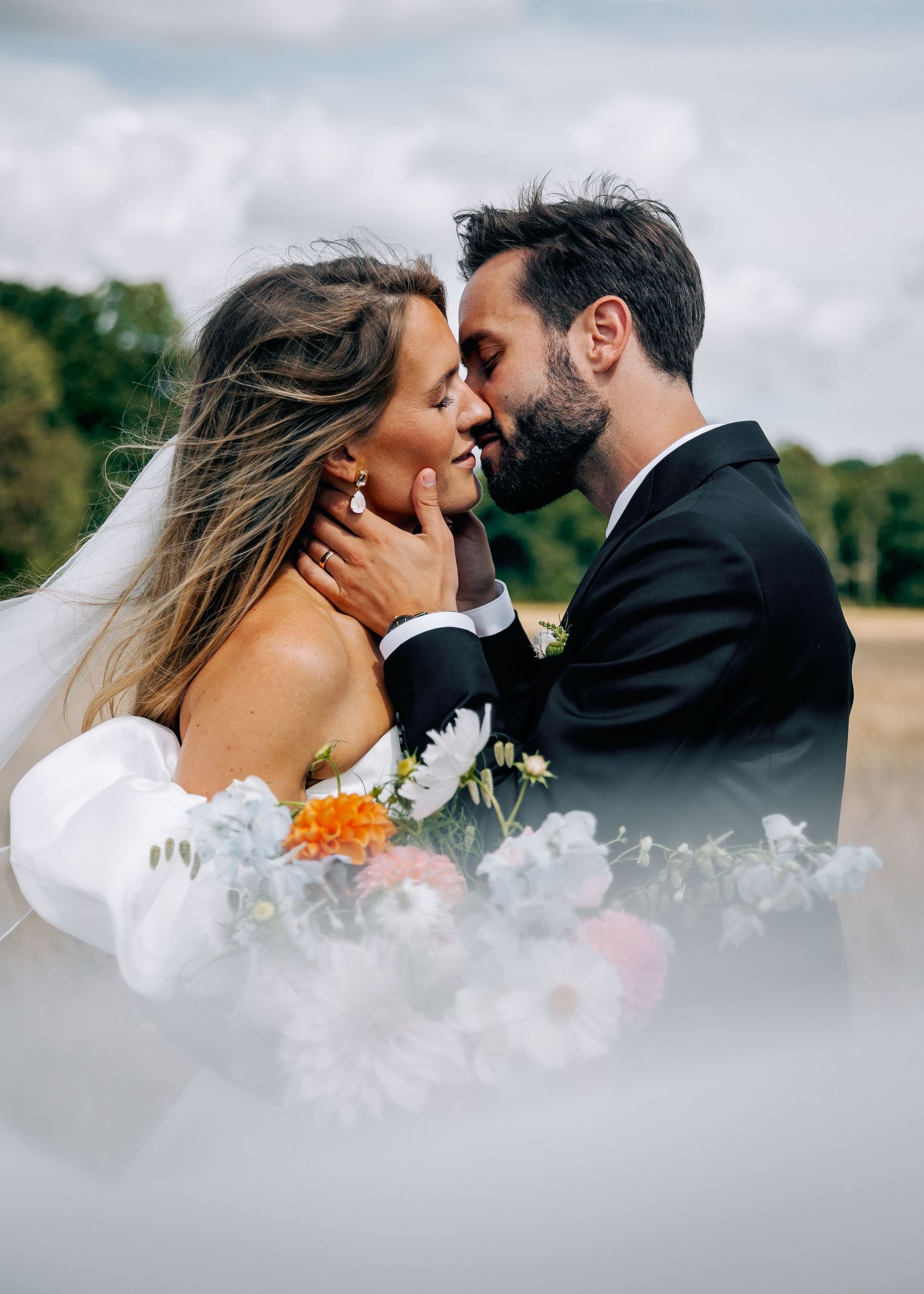 Tender wedding moments captured in a series of romantic close-up shots with soft dreamy lighting.