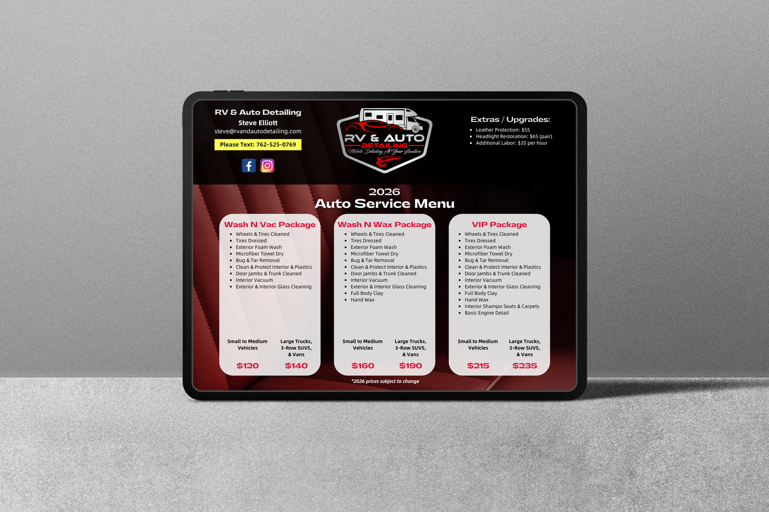 Flyer design for RV and Auto Detailing by Sara Turbyfill Photography + Design.