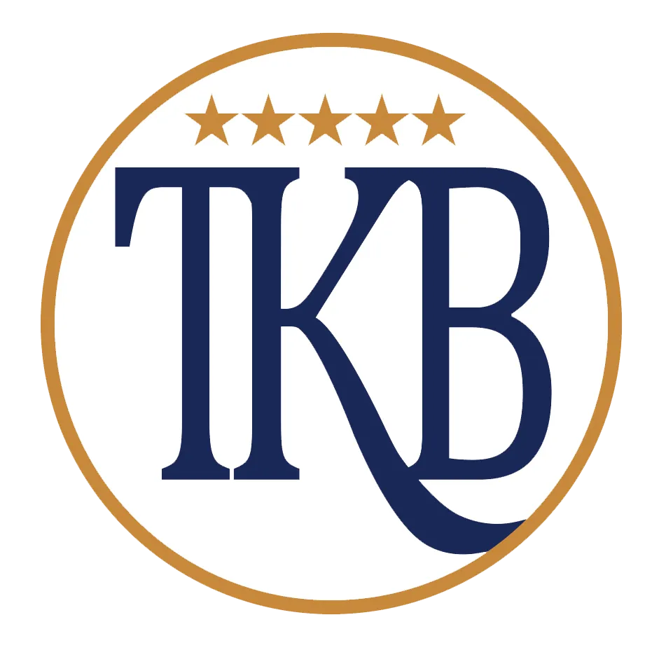 A collection of circular navy blue and gold logo designs arranged in a horizontal row.
