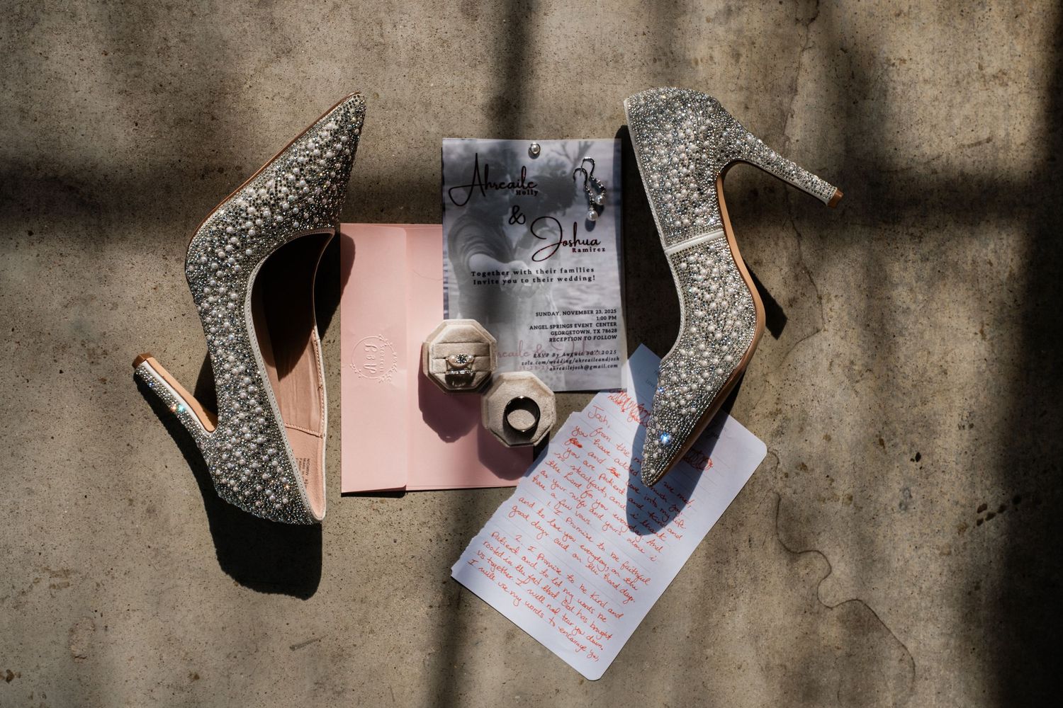 A vintage-style collage of handwritten notes and papers arranged with antique decorative elements and textures.