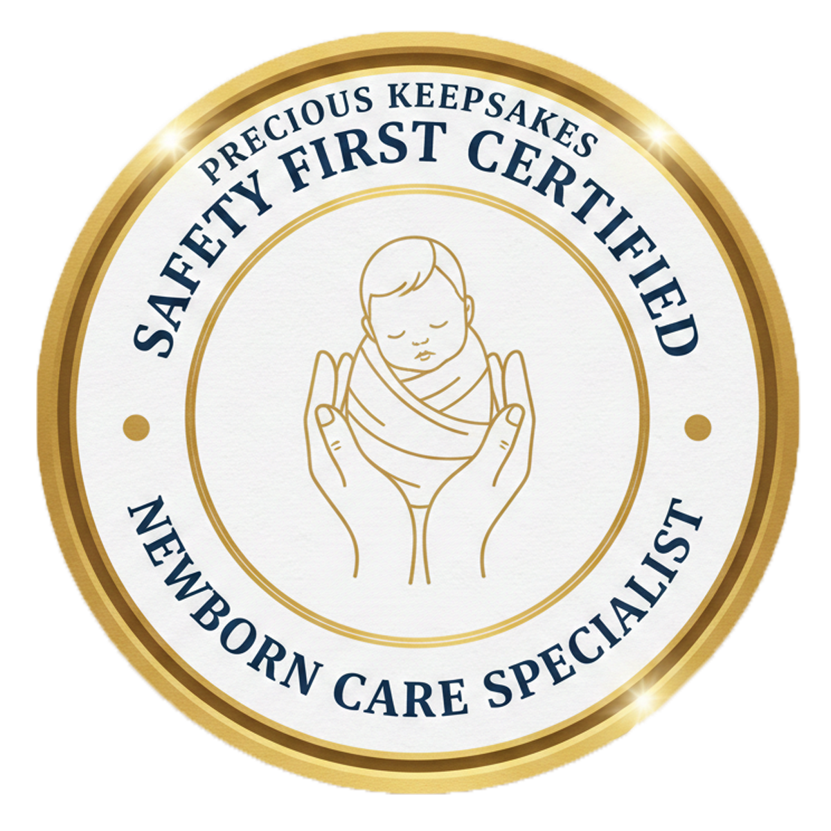 Safety First badge for newborn photography - Precious Keepsakes Newborn photography in San Antonio, Texas