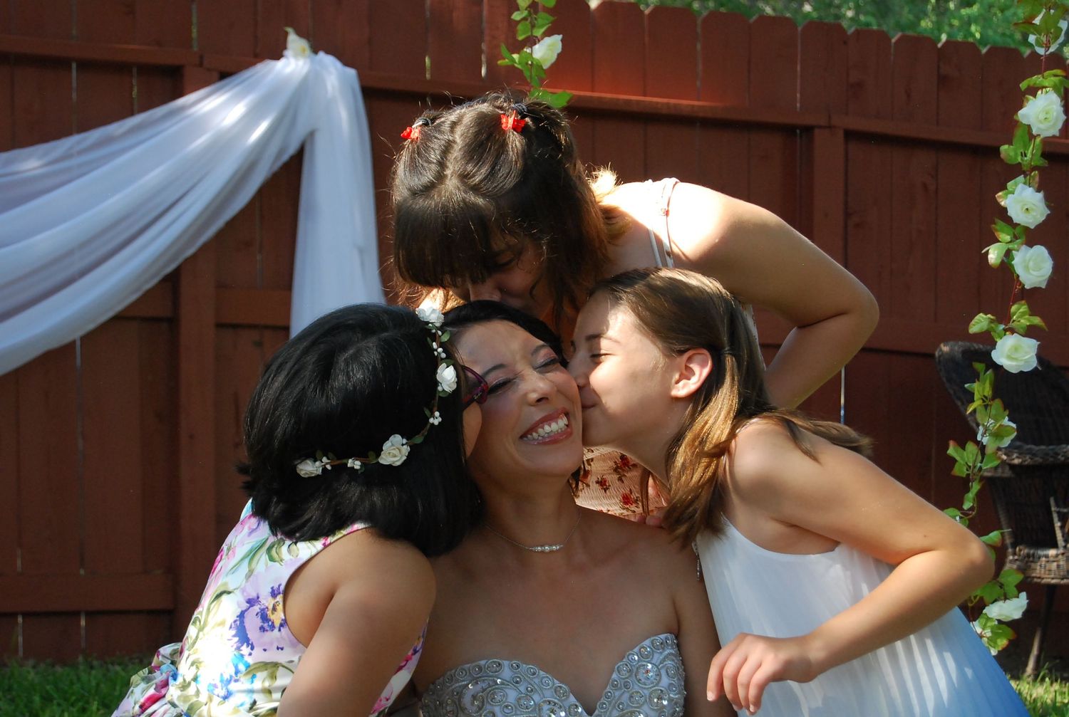 Bride with family celebrating her big day. San Antonio wedding photography