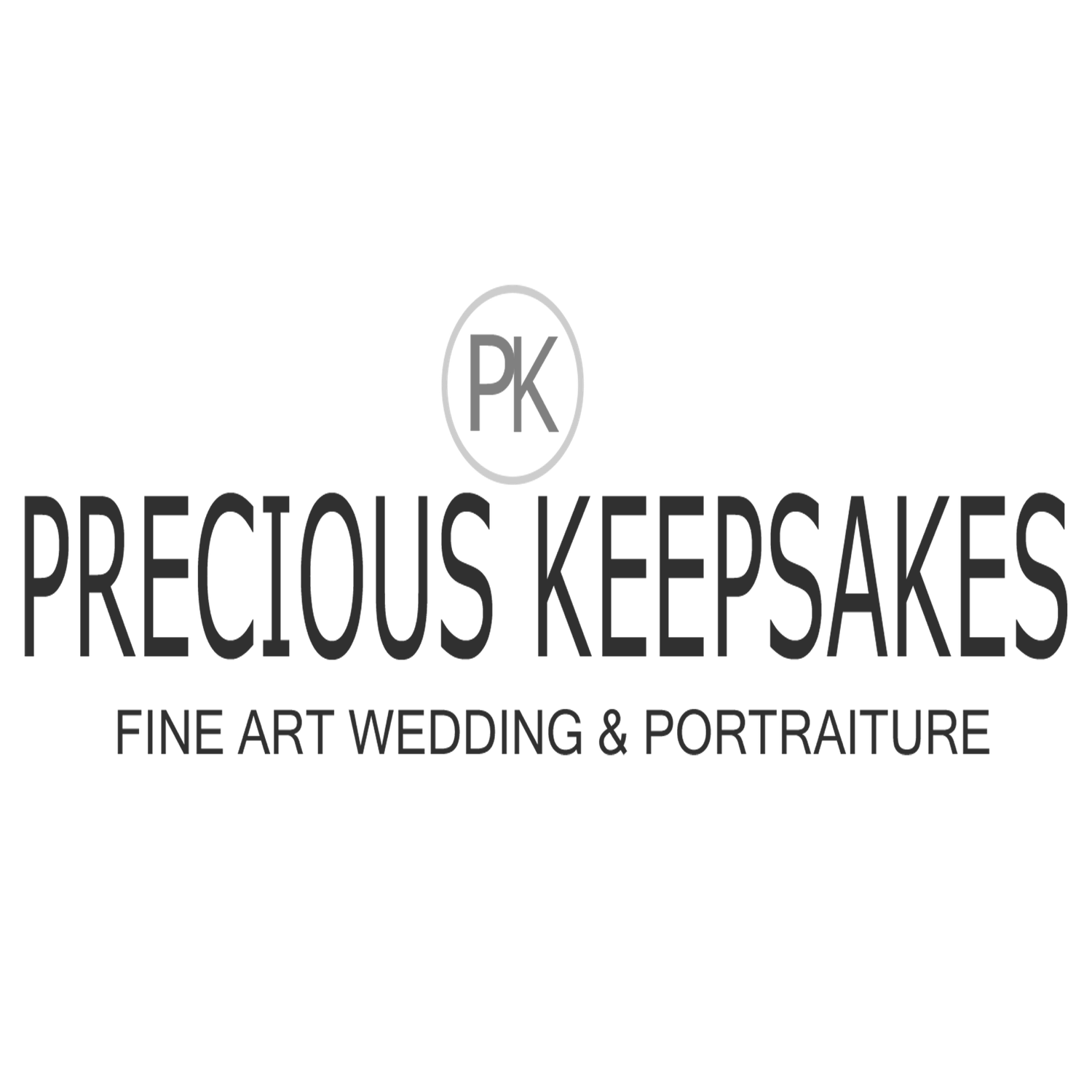 Precious Keepsakes fine art wedding and portraiture photography studio logo with PK monogram emblem.