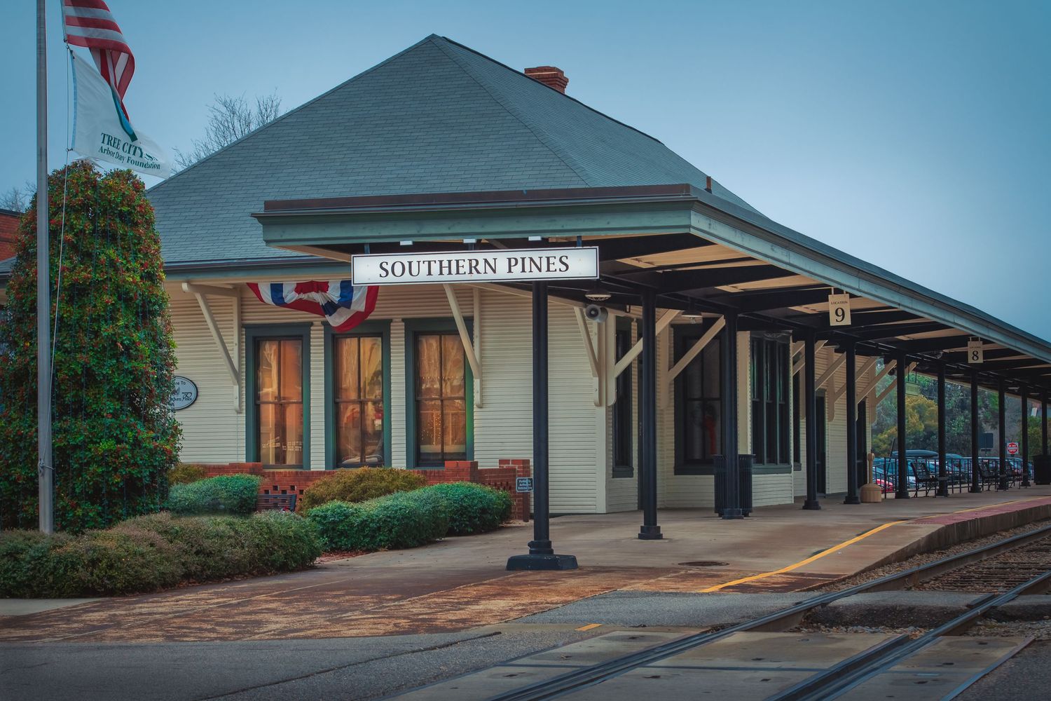 Real estate photography optimized for online marketing and social media presentation. Southern Pines, NC train station.