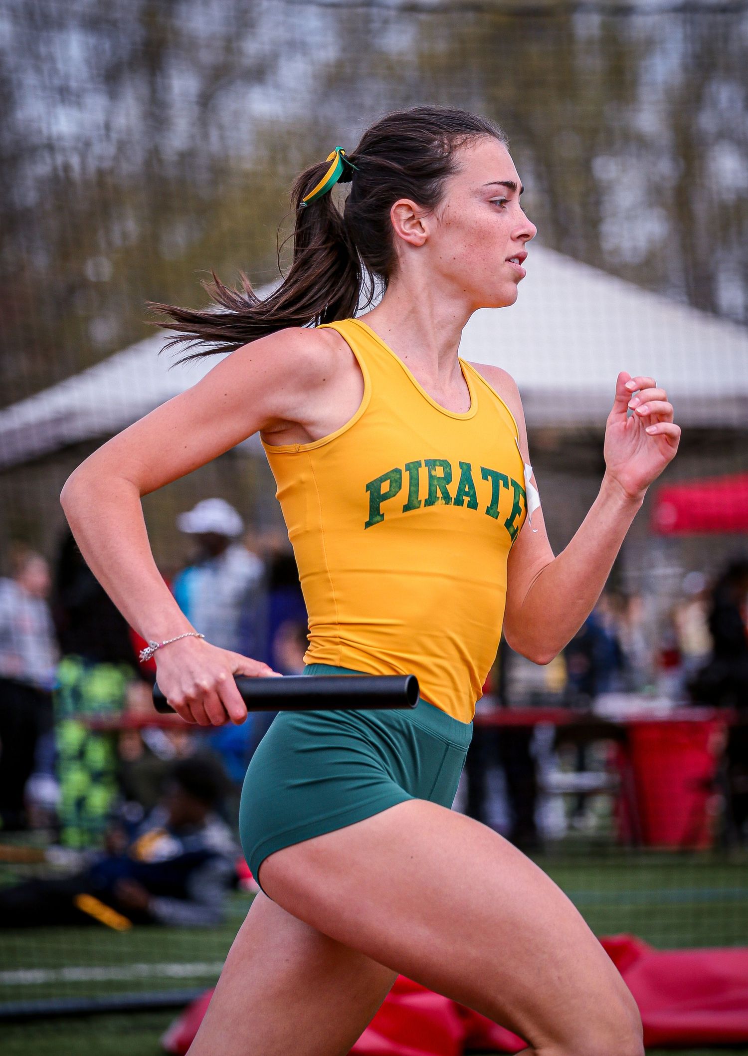 Track athlete running in race at Lawrence High School in Mercer County, New Jersey.