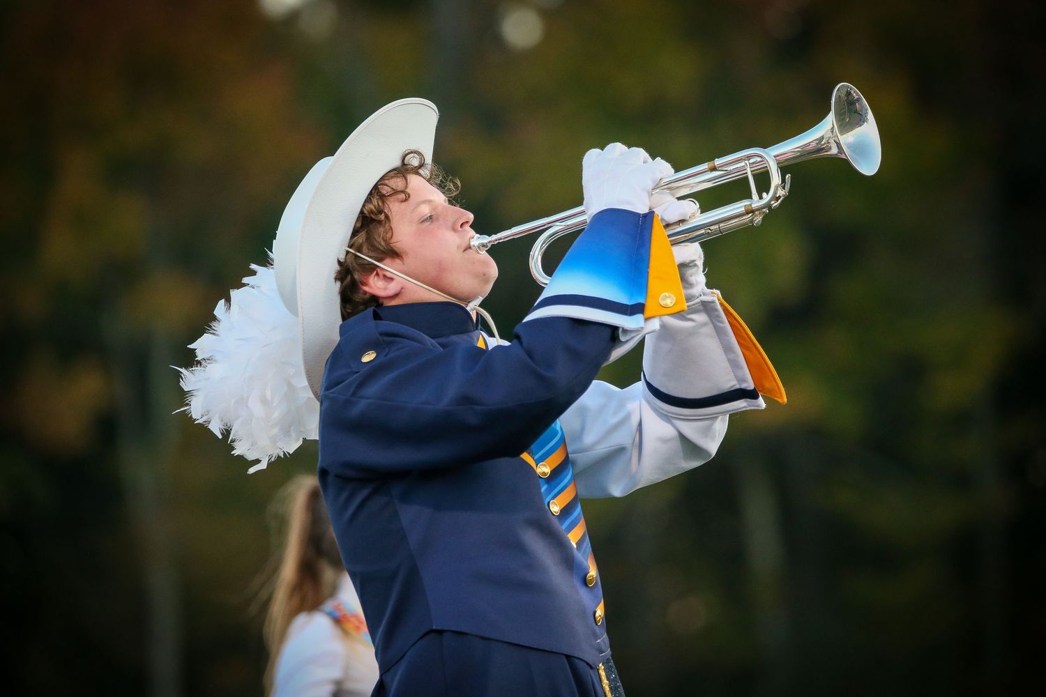Hightstown High School marching band trumpet player in Mercer County, New Jersey.