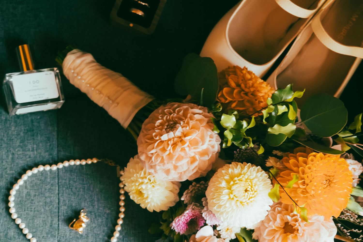 a flatlay of wedding things