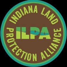 Indiana Land Protection Alliance circular badge logo with ILPA initials in brown and teal design.