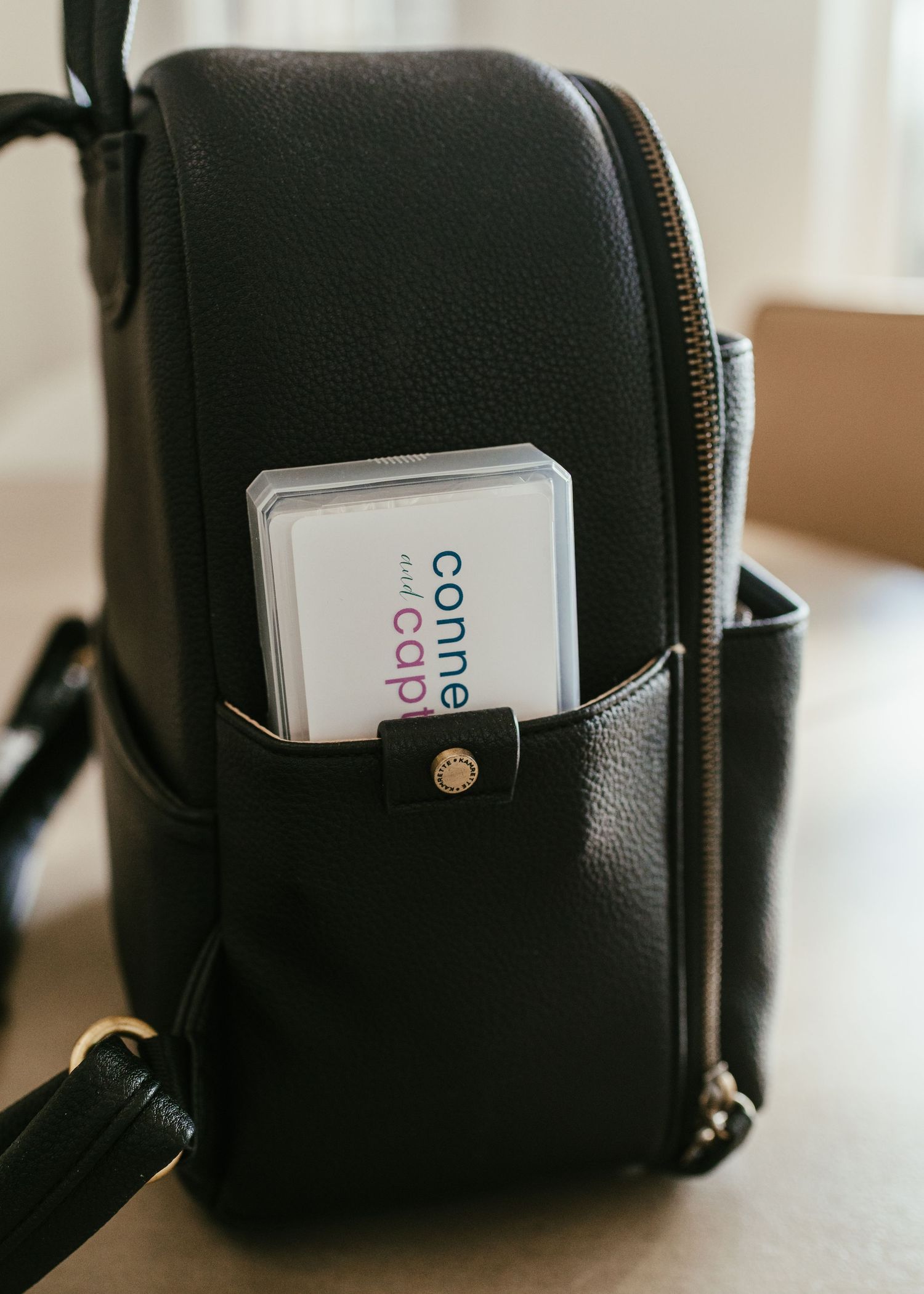 connect & capture in-home photography prompt deck in Kamrette camera bag